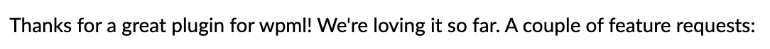 User feedback about the plugin